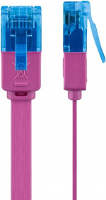 Goobay CAT 6A Flat Patch Cable U/UTP, magenta copper conductor (CU), 0.5 m