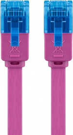 Goobay CAT 6A Flat Patch Cable U/UTP, magenta copper conductor (CU), 0.5 m