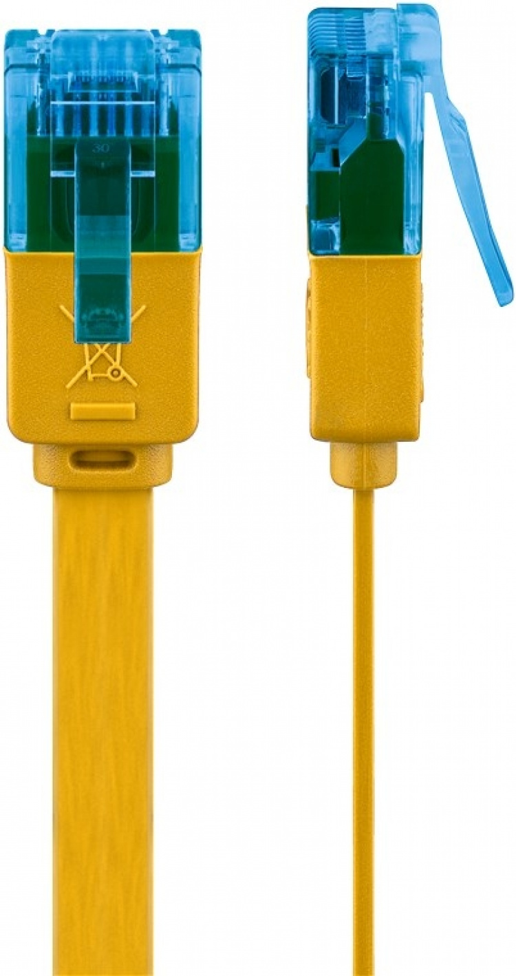 Goobay CAT 6A Flat Patch Cable U/UTP, yellow copper conductor (CU), 1 m