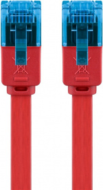 Goobay CAT 6A Flat Patch Cable U/UTP, red copper conductor (CU), 1 m