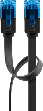 Goobay CAT 6A Flat Patch Cable U/UTP, black copper conductor (CU), 1 m