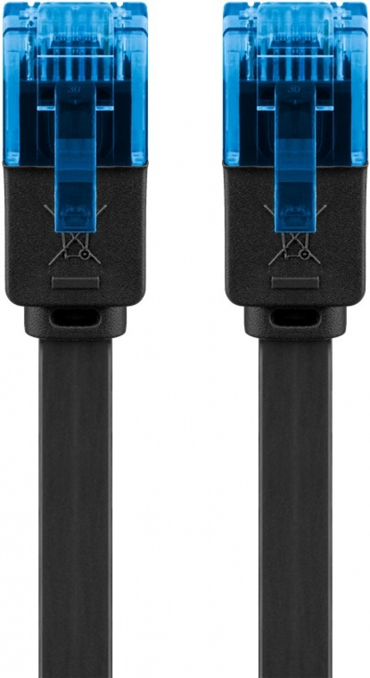 Goobay CAT 6A Flat Patch Cable U/UTP, black copper conductor (CU), 1 m