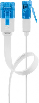 Goobay CAT 6A Flat Patch Cable U/UTP, white copper conductor (CU), 1 m