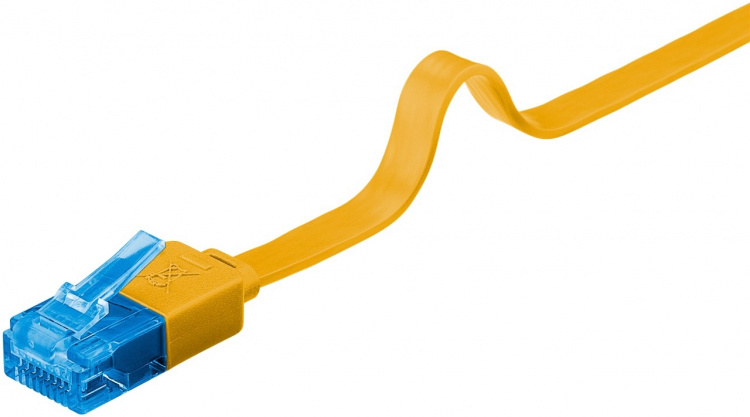 Goobay CAT 6A Flat Patch Cable U/UTP, yellow copper conductor (CU), 2 m