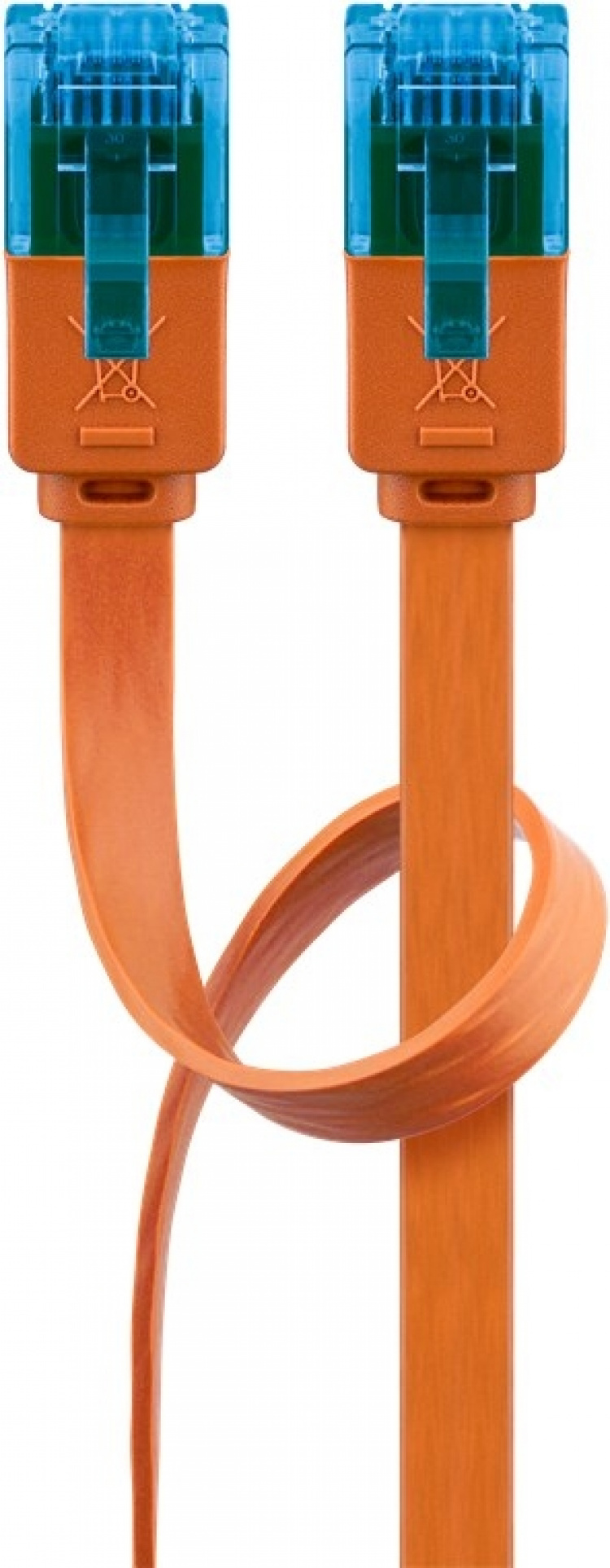 Goobay CAT 6A Flat Patch Cable U/UTP, orange copper conductor (CU), 2 m