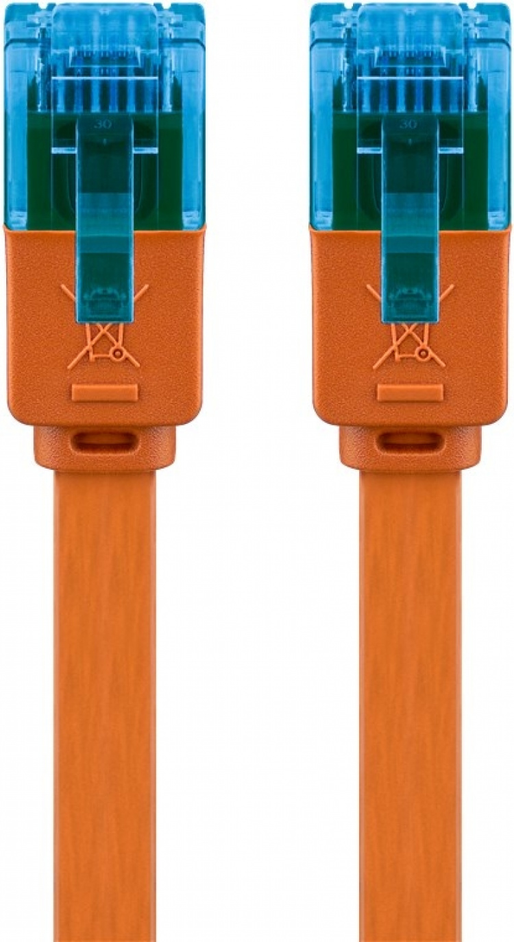 Goobay CAT 6A Flat Patch Cable U/UTP, orange copper conductor (CU), 2 m