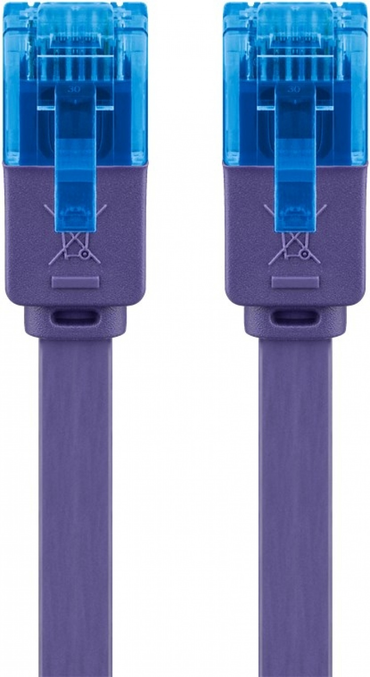 Goobay CAT 6A Flat Patch Cable U/UTP, violet copper conductor (CU), 2 m