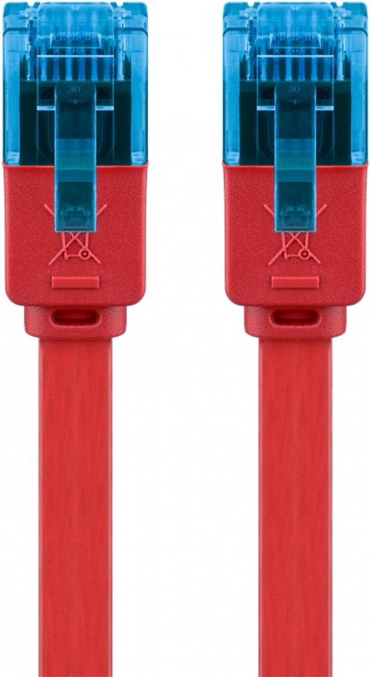 Goobay CAT 6A Flat Patch Cable U/UTP, red copper conductor (CU), 5 m Goobay CAT 6A Flat Patch Cable U/UTP, red copper conductor (CU), 5 m