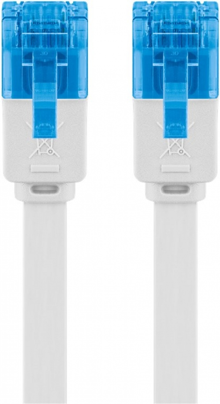 Goobay CAT 6A Flat Patch Cable U/UTP, white copper conductor (CU), 7 m