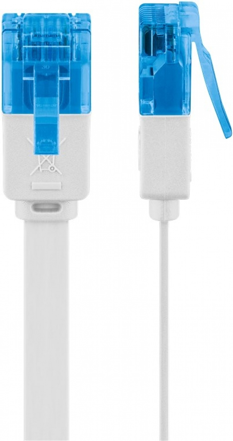 Goobay CAT 6A Flat Patch Cable U/UTP, white copper conductor (CU), 15 m
