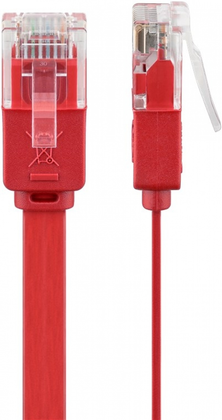 Goobay CAT 6 Flat Patch Cable, U/UTP, red copper conductor (CU), 2 m