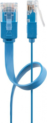 Goobay CAT 6 Flat Patch Cable, U/UTP, blue copper conductor (CU), 2 m