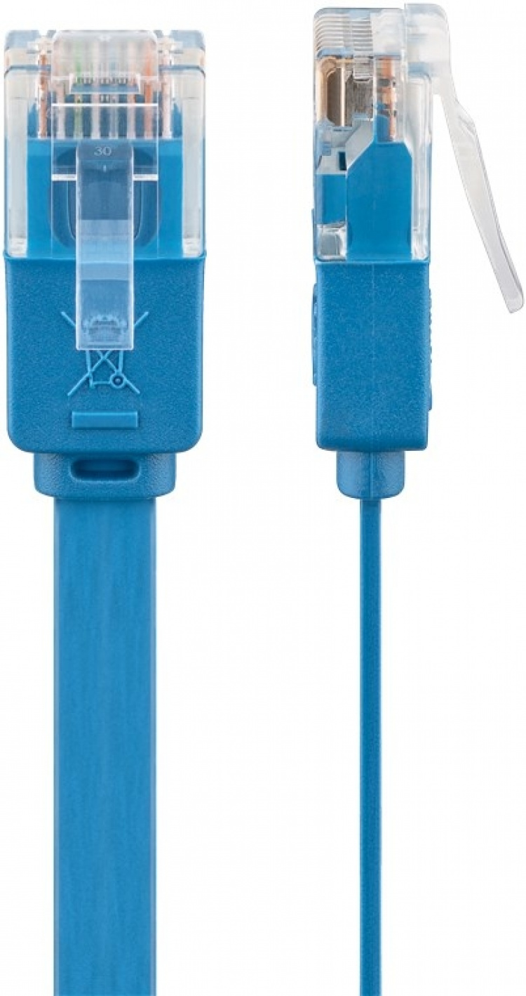 Goobay CAT 6 Flat Patch Cable, U/UTP, blue copper conductor (CU), 2 m