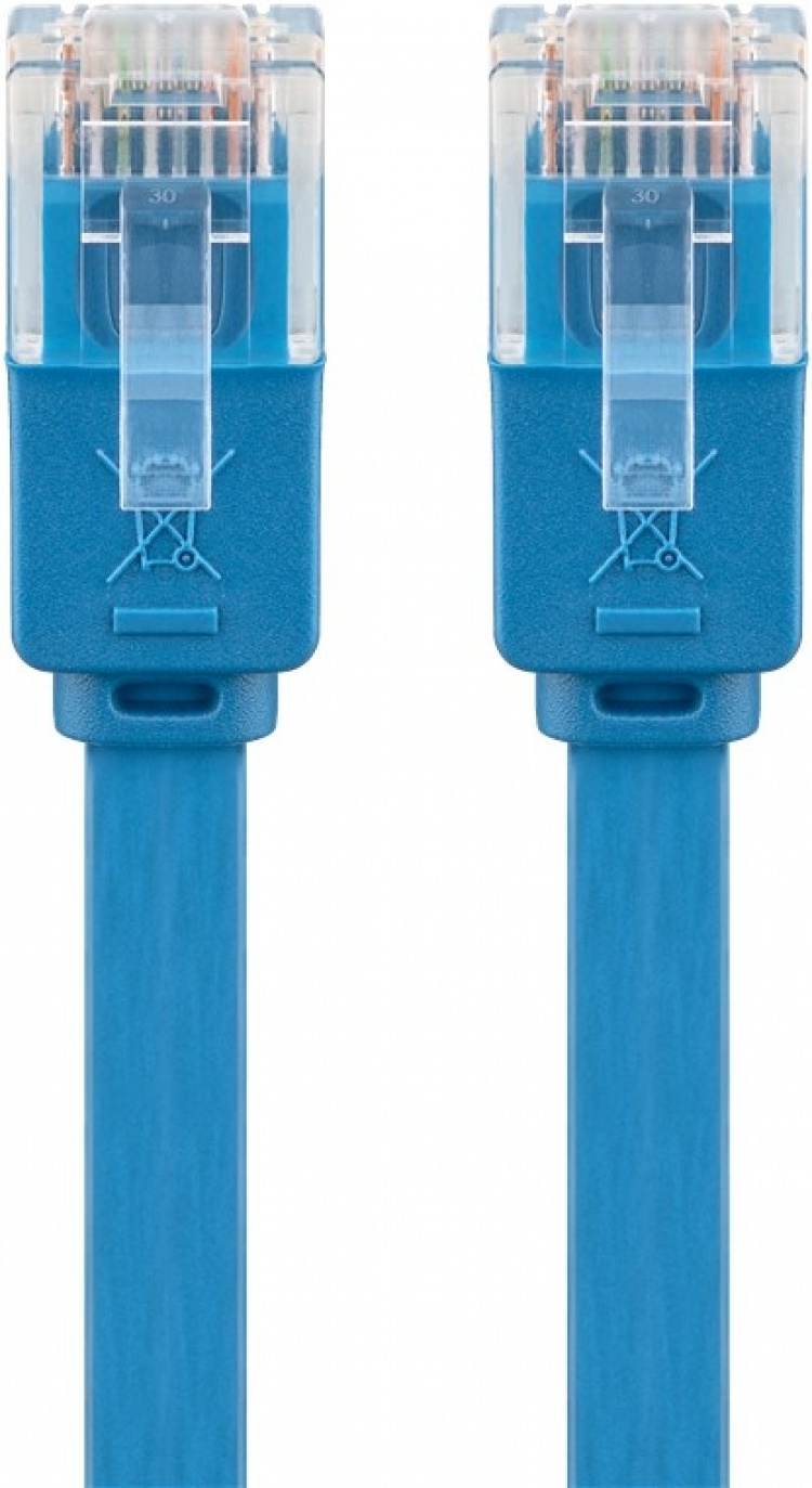 Goobay CAT 6 Flat Patch Cable, U/UTP, blue copper conductor (CU), 2 m