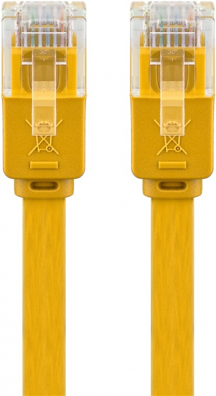 Goobay CAT 6 Flat Patch Cable, U/UTP, yellow copper conductor (CU), 2 m