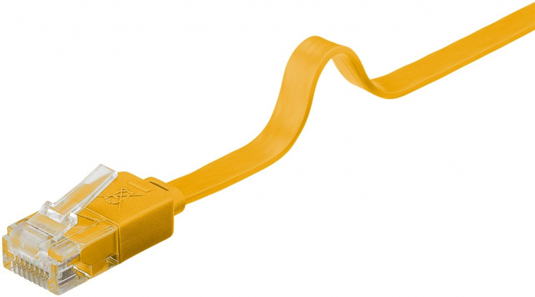 Goobay CAT 6 Flat Patch Cable, U/UTP, yellow copper conductor (CU), 2 m