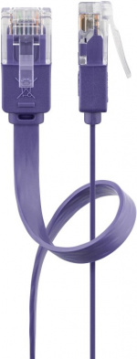 Goobay CAT 6 Flat Patch Cable, U/UTP, violet copper conductor (CU), 2 m
