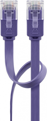 Goobay CAT 6 Flat Patch Cable, U/UTP, violet copper conductor (CU), 2 m