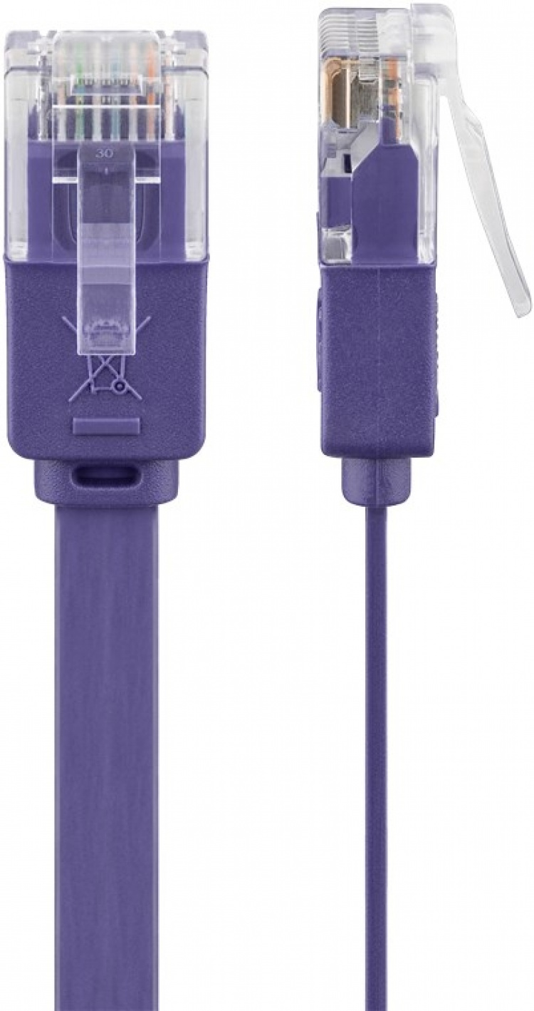 Goobay CAT 6 Flat Patch Cable, U/UTP, violet copper conductor (CU), 2 m