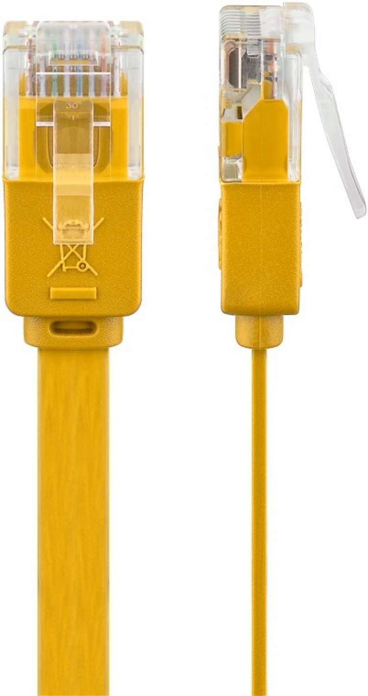 Goobay CAT 6 Flat Patch Cable, U/UTP, yellow copper conductor (CU), 3 m
