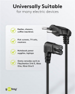 Goobay Connection Cable Euro Plug Angled at Both Ends, 3 m, Black Euro plug (type C, CEE 7/16) > appliance socket C7