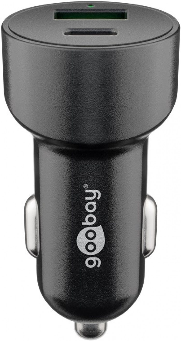 Goobay Dubbel USB-billadare USB-C™ PD (Power Delivery) (48 W) 48 W (12/24 V) USB-A/USB-C™ lämplig för enheter med USB-C™ (Power Delivery), t.ex. iPhone 12