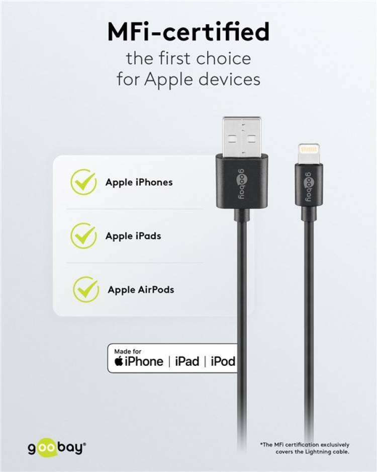 Goobay Apple Lightning Dual laddningssats (12 W) Strömförsörjningsenhet med 2x USB-uttag och Apple Lightning-kabel 1 m (svart) Goobay Apple Lightning Dual laddningssats (12 W) Strömförsörjningsenhet med 2x USB-uttag och Apple Lightning-kabel 1 m (svart)