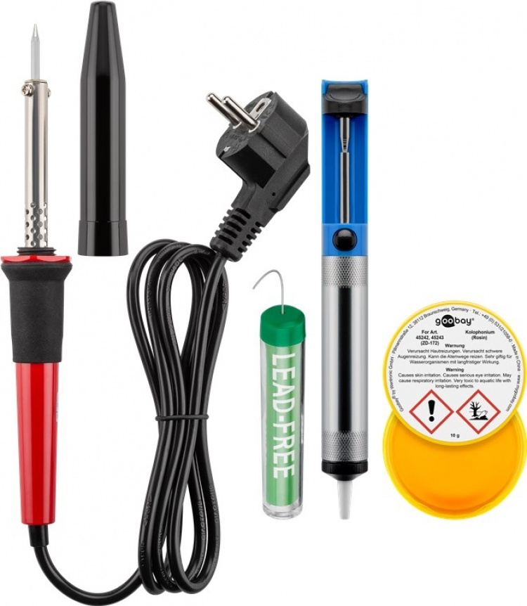 Goobay Lödstiftset och verktygssats i praktisk väska, 20 st. tillbehörssats med lödkolv, skruvmejsel, fystestare, tång Goobay Lödstiftset och verktygssats i praktisk väska, 20 st. tillbehörssats med lödkolv, skruvmejsel, fystestare, tång
