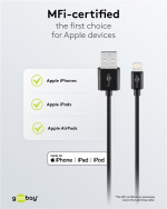 Goobay Apple Lightning laddningssats (5 W) Strömförsörjning med Apple Lightning-kabel 1 m (svart)