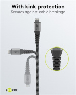 Goobay Lightning till USB-A-textilkabel med metallpluggar 0,5 m elegant och extra robust anslutningskabel för t.ex. Apple iPhone, iPad (Apple MFi certifierad) Goobay Lightning till USB-A-textilkabel med metallpluggar 0,5 m elegant och extra robust anslutningskabel för t.ex. Apple iPhone, iPad (Apple MFi certifierad)