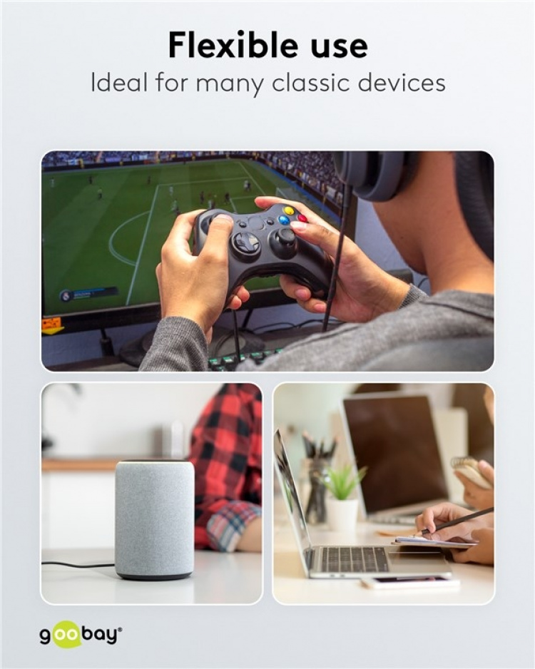 Goobay Micro-USB till USB-A textilkabel med metallkontakter 2 m elegant och extra robust anslutningskabel för enheter med Micro-USB-anslutning