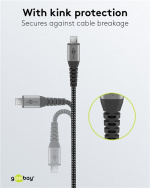 Goobay Micro-USB till USB-A textilkabel med metallkontakter 2 m elegant och extra robust anslutningskabel för enheter med Micro-USB-anslutning