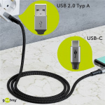 Goobay USB-C™ till USB-A textilkabel med metallkontakter 0,5 m elegant och extra robust anslutningskabel för enheter med USB-C™-port Goobay USB-C™ till USB-A textilkabel med metallkontakter 0,5 m elegant och extra robust anslutningskabel för enheter med USB-C™-port