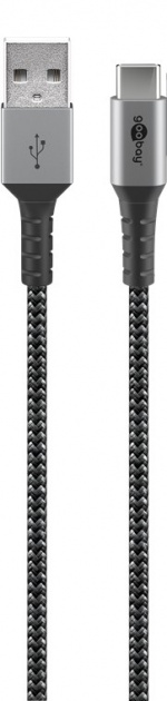 Goobay USB-C™ till USB-A textilkabel med metallkontakter 1 m elegant och extra robust anslutningskabel för enheter med USB-C™-port