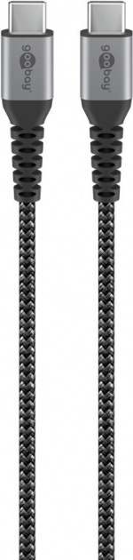 Goobay USB-C™-till-USB-C™-textilkabel med metallkontakter 2 m elegant och extra robust anslutningskabel för enheter med USB-C™-port