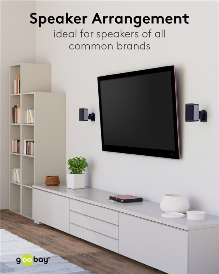 Goobay Högtalarfästning universal universalhögtalarhållare för väggmontering, (svängbart och lutat) för högtalare upp till max. 3,5 kg, svart