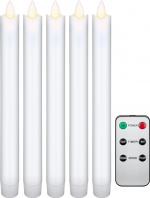 Goobay Set med 5 vita LED riktiga vax stav ljus, inkl. fjärrkontroll Vacker och säker belysningslösning för många områden som hus och loggia, kontor eller skolor