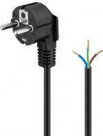 Goobay Angled Protective Contact Cable for Assembly, 2 m, Black safety plug (type F, CEE 7/7) > Loose cable ends