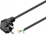 Goobay Angled Protective Contact Cable for Assembly, 2 m, Black safety plug (type F, CEE 7/7) > Loose cable ends