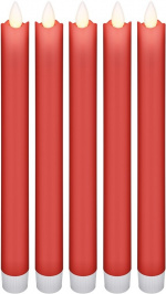 Goobay Set med 5 röda LED riktiga vax stav ljus, inkl. fjärrkontroll Vacker och säker belysningslösning för många områden som hus och loggia, kontor eller skolor