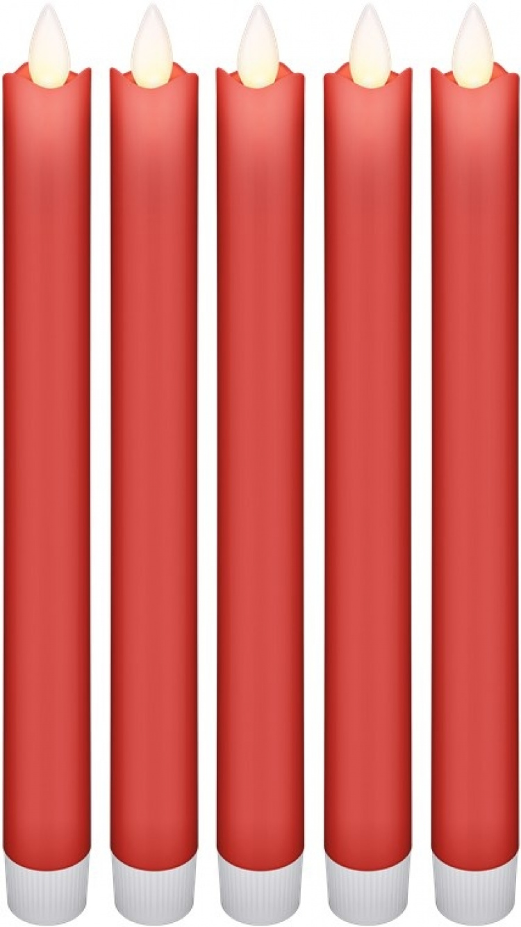 Goobay Set med 5 röda LED riktiga vax stav ljus, inkl. fjärrkontroll Vacker och säker belysningslösning för många områden som hus och loggia, kontor eller skolor