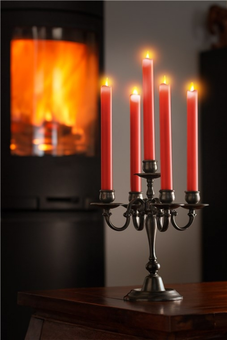 Goobay Set med 5 röda LED riktiga vax stav ljus, inkl. fjärrkontroll Vacker och säker belysningslösning för många områden som hus och loggia, kontor eller skolor