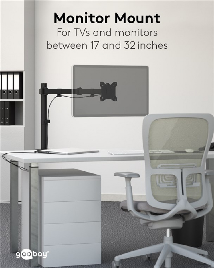 Goobay Skärmfäste Single Flex för bildskärmar mellan 17 och 32 tum (43-81 cm) upp till 8 kg Goobay Skärmfäste Single Flex för bildskärmar mellan 17 och 32 tum (43-81 cm) upp till 8 kg