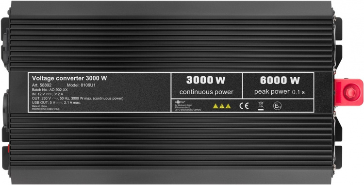 Goobay Spänningsomvandlare DC/AC (12 V - 230 V/3000 W) USB omvandlar 12 V DC till 230 V AC Goobay Spänningsomvandlare DC/AC (12 V - 230 V/3000 W) USB omvandlar 12 V DC till 230 V AC