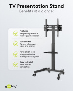 Goobay TV-presentationsställ Basic (storlek L) för TV-apparater eller monitorer mellan 37 och 70 tum (94-178 cm) upp till 35 kg