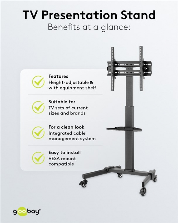 Goobay TV-presentationsställ Basic (storlek L) för TV-apparater eller monitorer mellan 37 och 70 tum (94-178 cm) upp till 35 kg