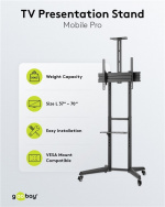 Goobay TV-presentationsstativ Pro (storlek L) för TV-apparater och monitorer mellan 37 och 70 tum (94-178 cm) upp till 50 kg, vinklingsbar