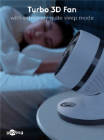 Goobay 9 tum 3D-golvfläkt med fjärrkontroll och timer horisontellt och vertikalt oscillerande luftkylare med nätkabel, diameter 23 cm