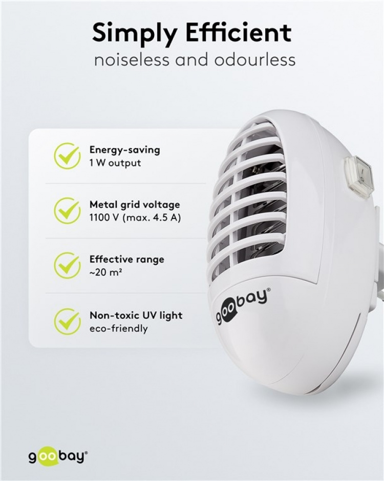 Goobay UV-LED-insektsdödare Elektrisk UV LED-insektsfälla för inomhusbruk