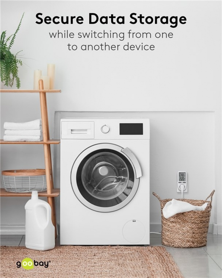 Goobay Digital energimätare Pro för mätning av energiförbrukningen för elektriska hushållsapparater